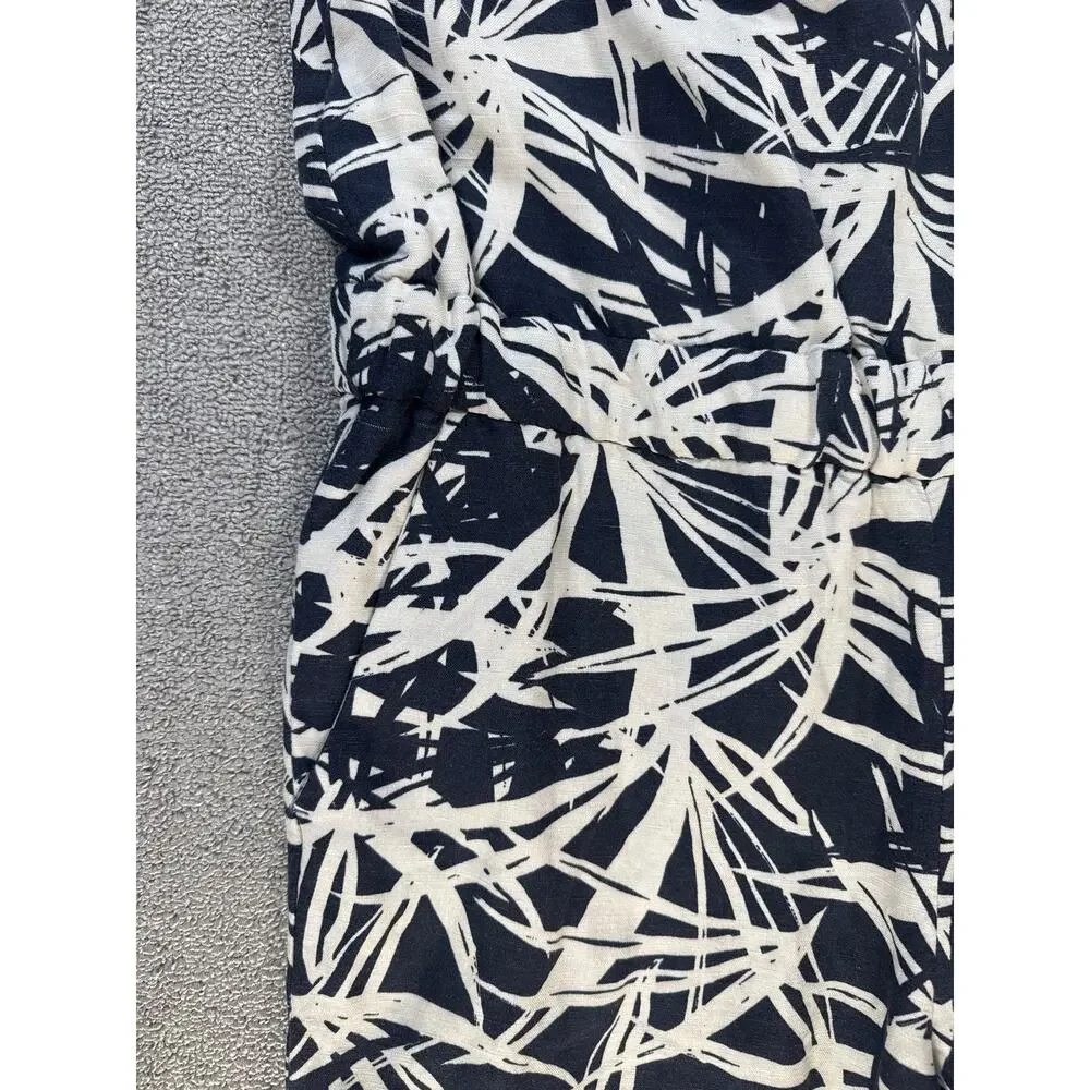 Ann Taylor Loft‎ Strapless Jungle Fever Palm Leaf Jumpsuit Linen Blend Size 6